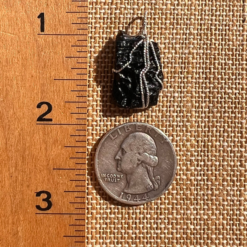 Tibetan Tektite Sterling Pendant #7536-Moldavite Life