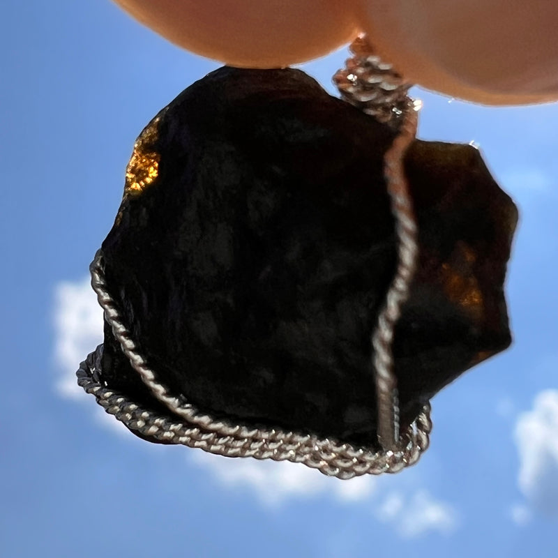 Tibetan Tektite Sterling Pendant #7537-Moldavite Life