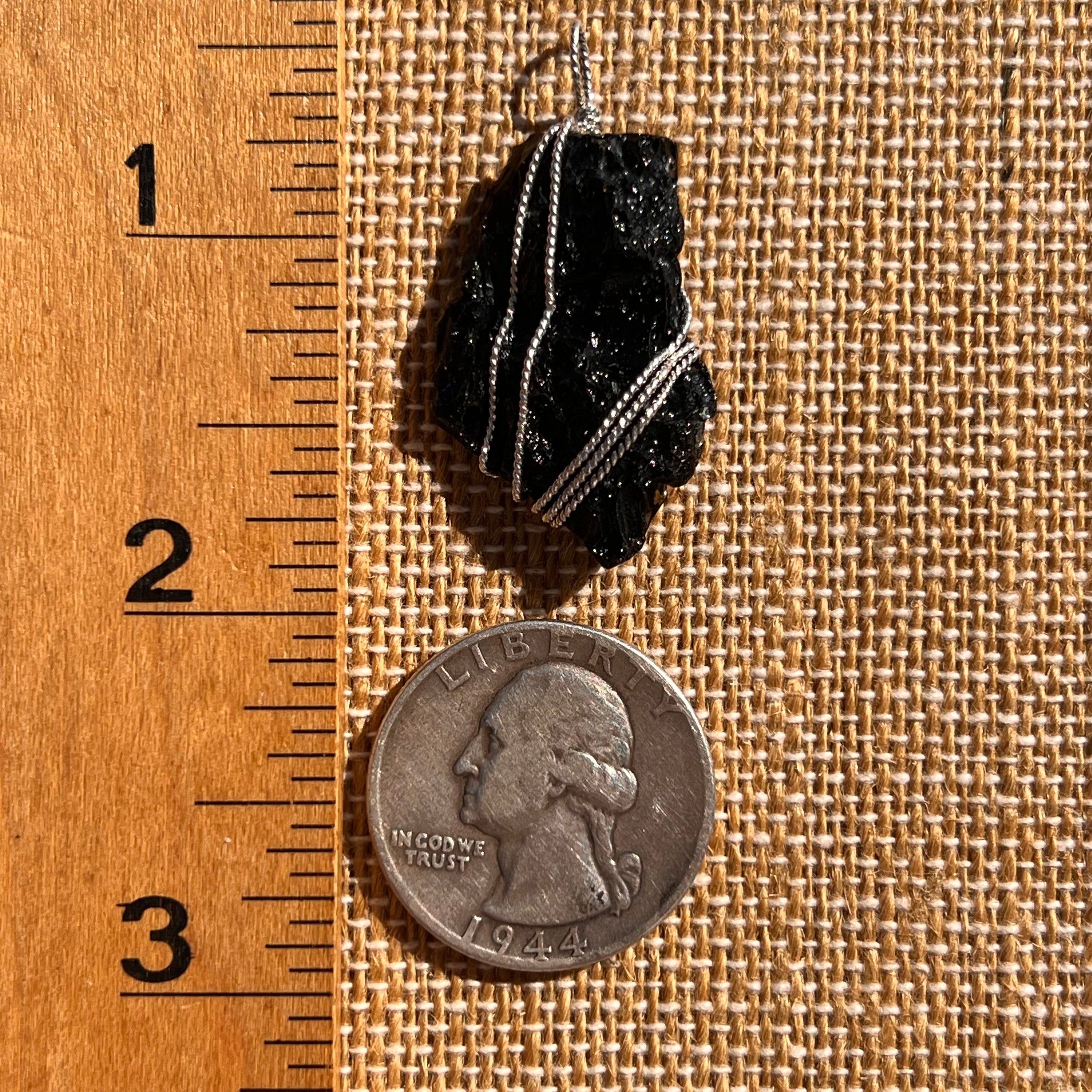 Tibetan Tektite Sterling Pendant #7539-Moldavite Life