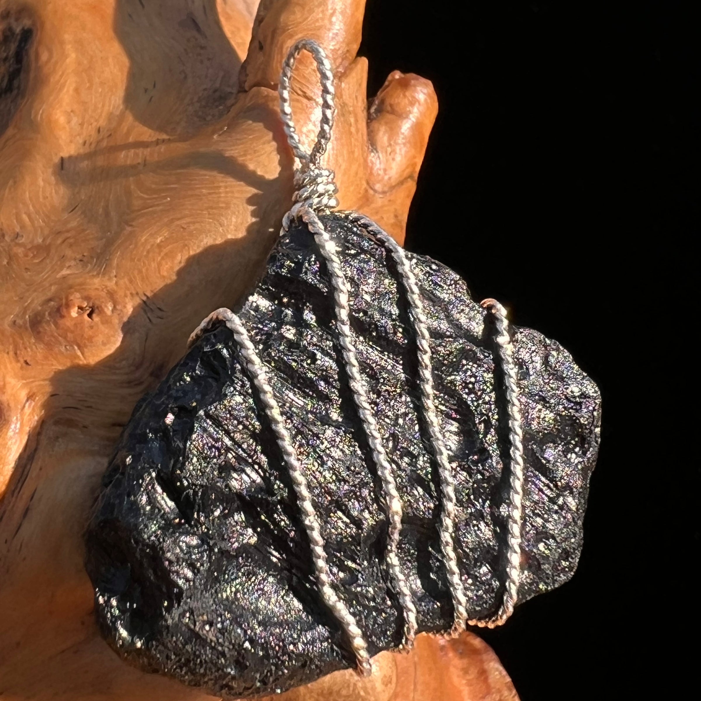 Tibetan Tektite Sterling Pendant #7540-Moldavite Life