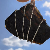 Tibetan Tektite Sterling Pendant #7540-Moldavite Life