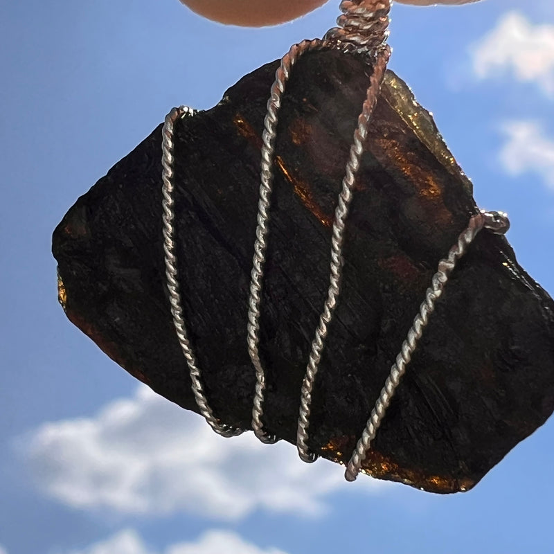 Tibetan Tektite Sterling Pendant #7540-Moldavite Life
