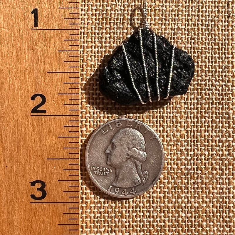 Tibetan Tektite Sterling Pendant #7540-Moldavite Life