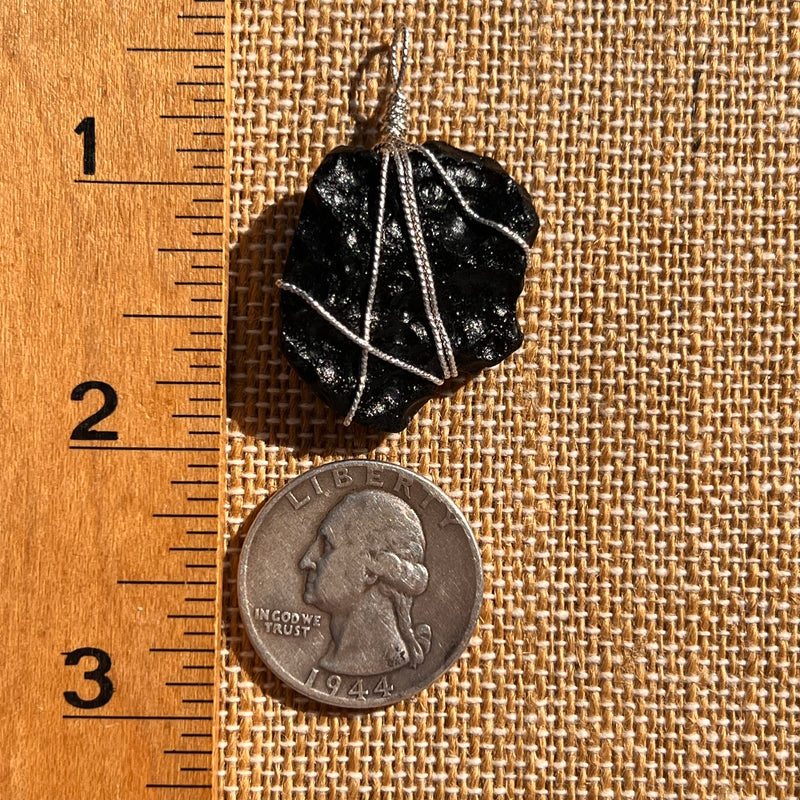 Tibetan Tektite Sterling Pendant #7541-Moldavite Life