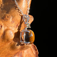 Tiger Eye & Moldavite Necklace Sterling Silver #7638-Moldavite Life
