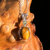 Tiger Eye & Moldavite Necklace Sterling Silver #7638-Moldavite Life