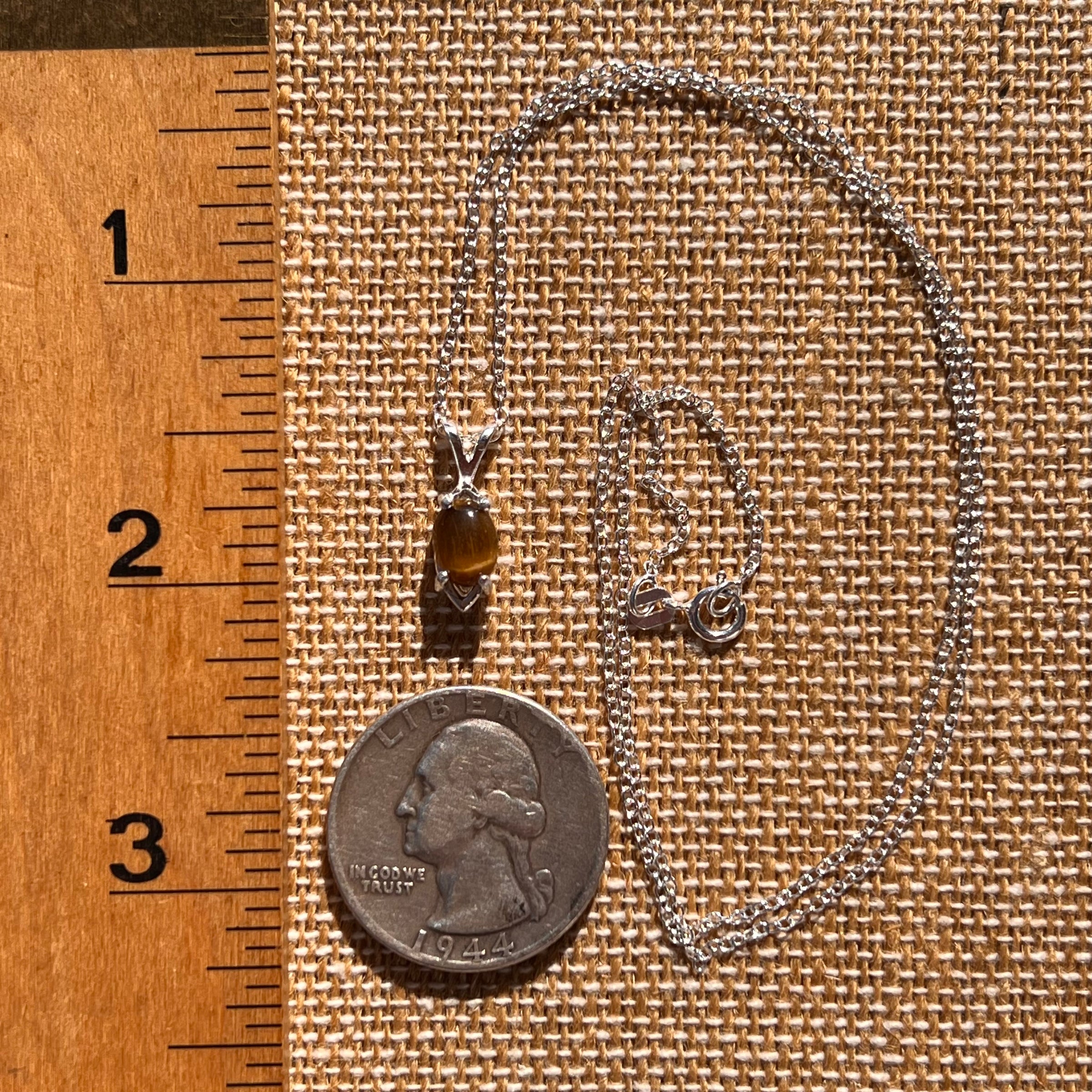 Tiger Eye Necklace Sterling Silver #7757-Moldavite Life