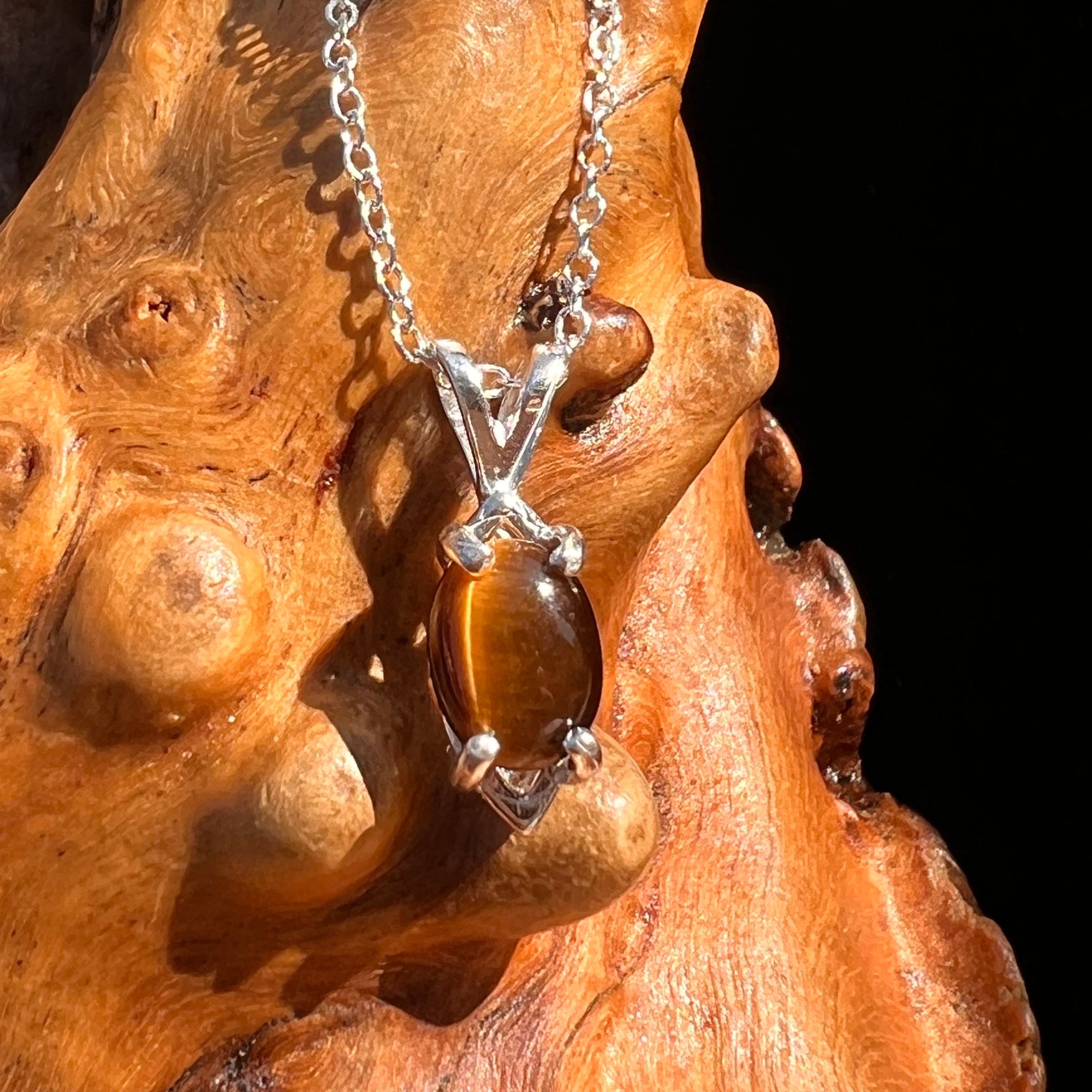 Tiger Eye Necklace Sterling Silver #7758-Moldavite Life