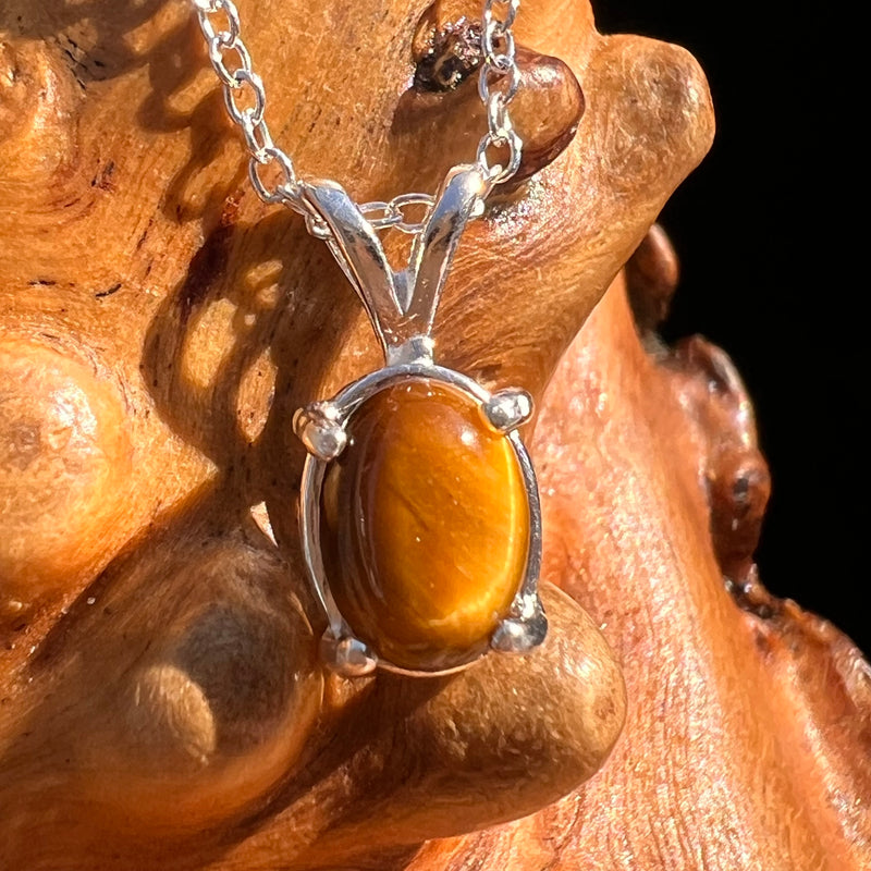 Tiger Eye Necklace Sterling Silver #7759-Moldavite Life