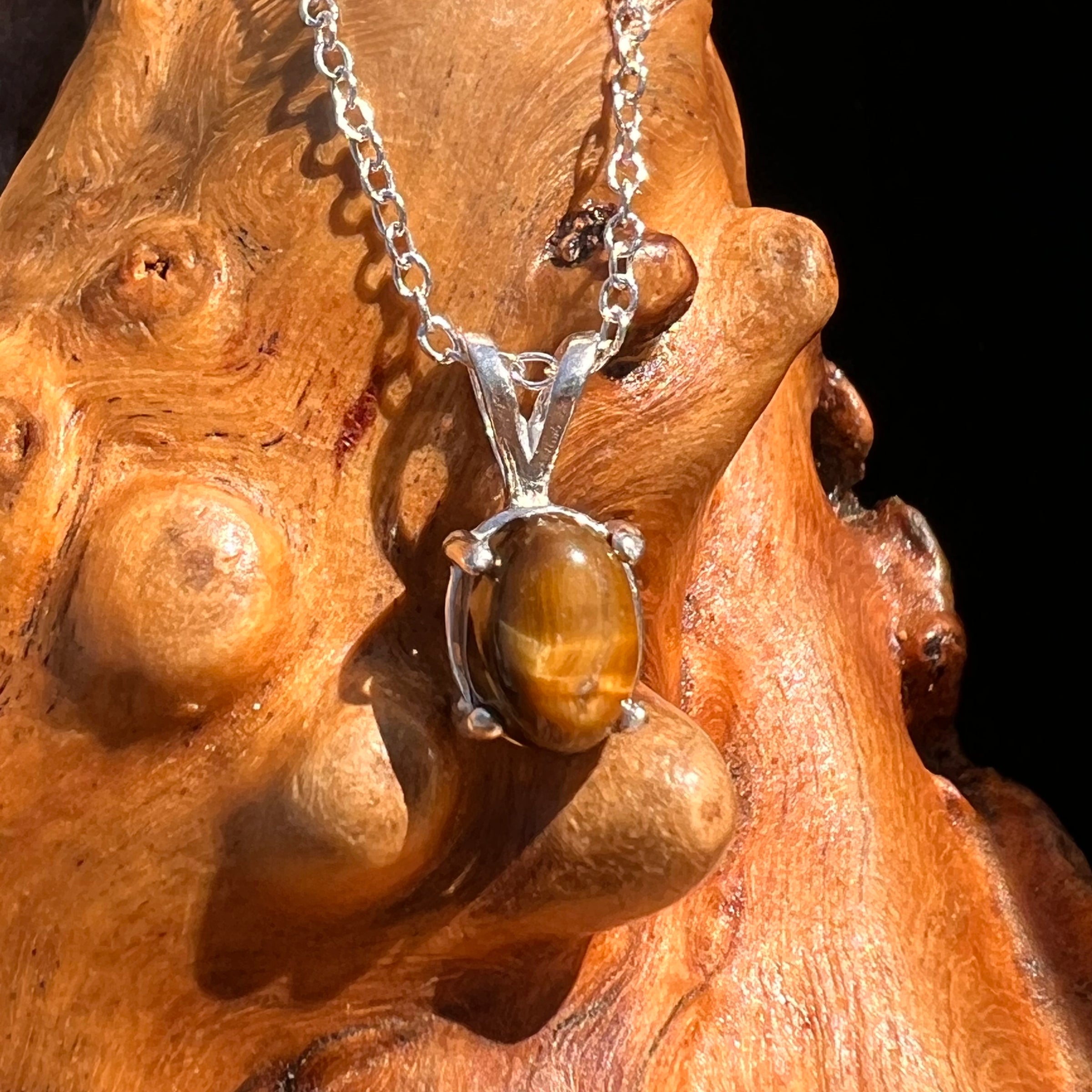 Tiger Eye Necklace Sterling Silver #7760-Moldavite Life