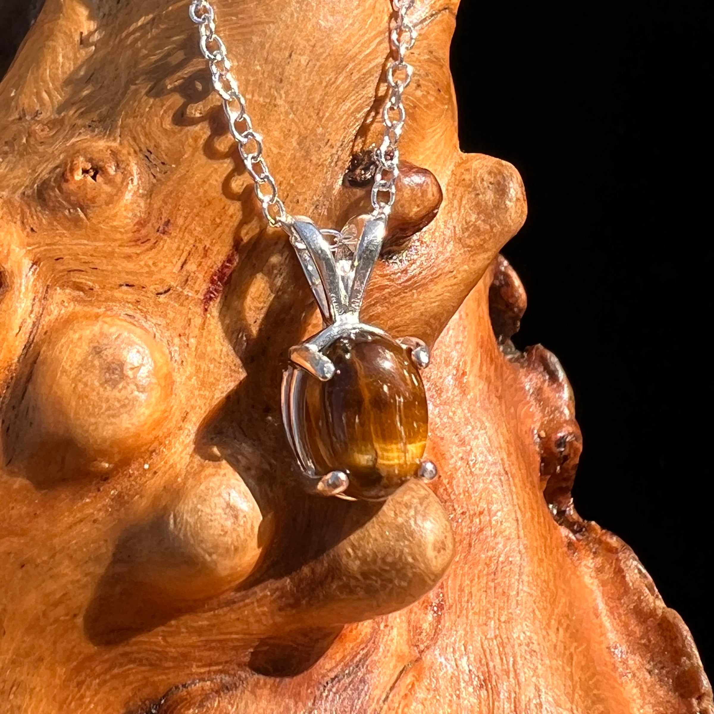 Tiger Eye Necklace Sterling Silver #7761-Moldavite Life