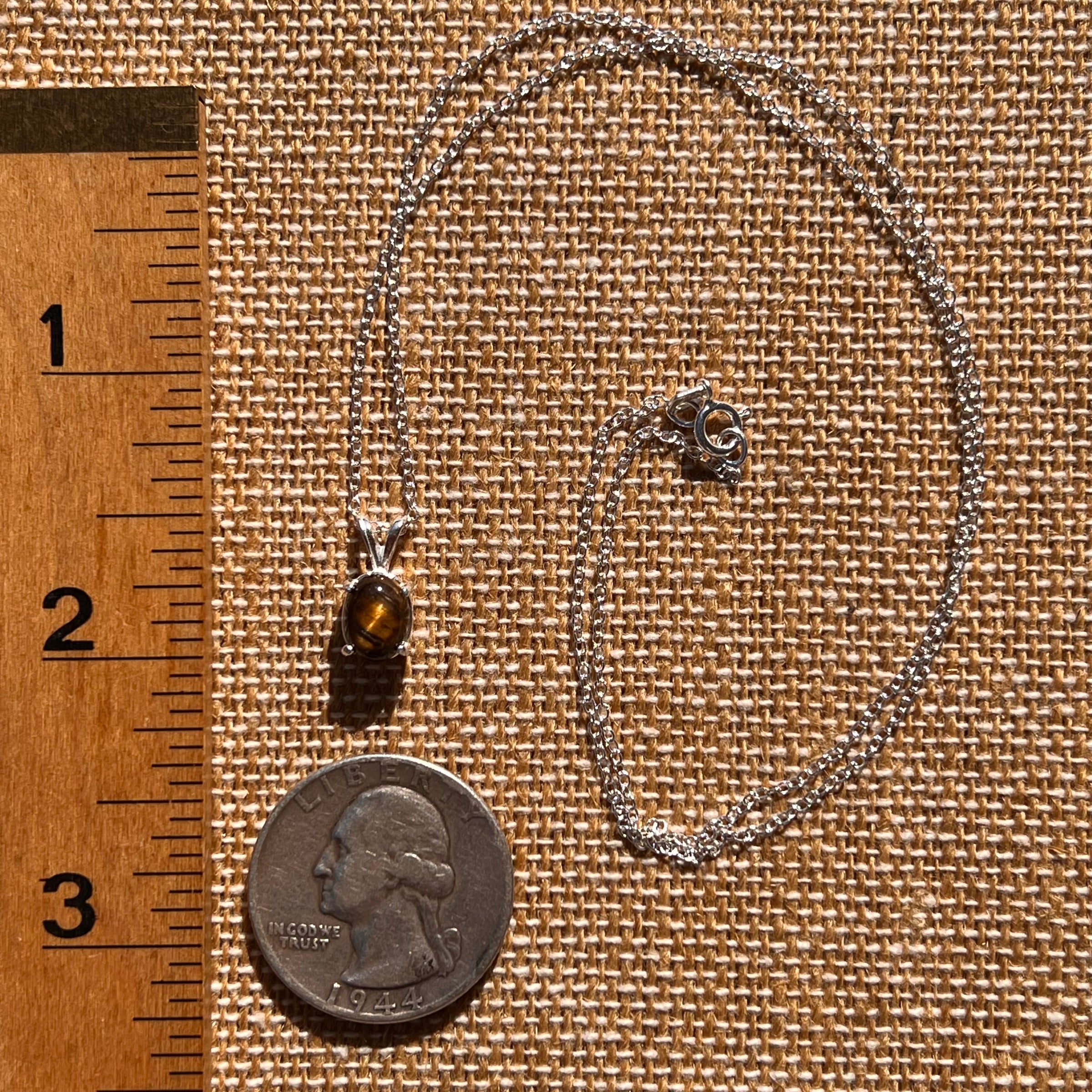 Tiger Eye Necklace Sterling Silver #7762-Moldavite Life