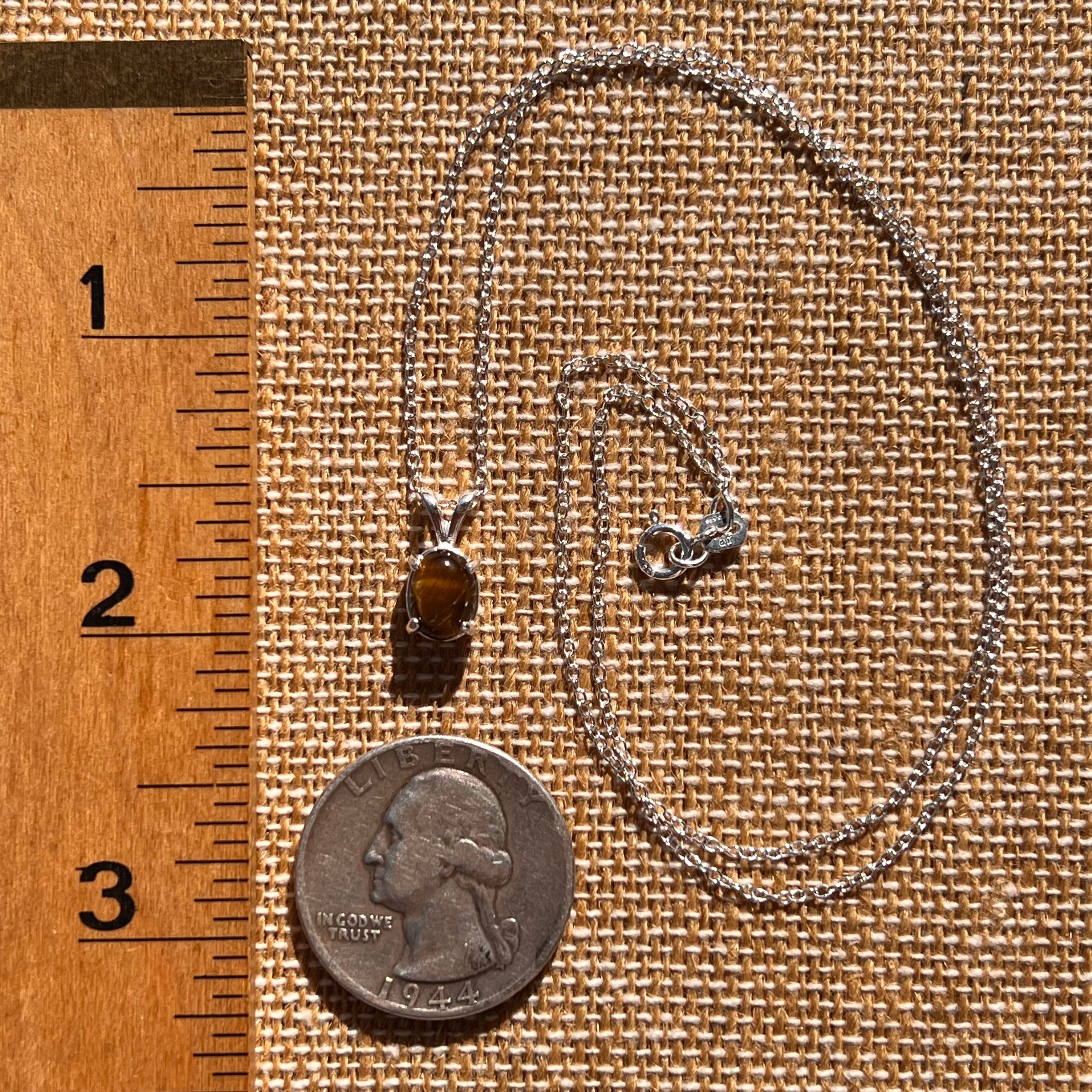 Tiger Eye Necklace Sterling Silver #7764-Moldavite Life