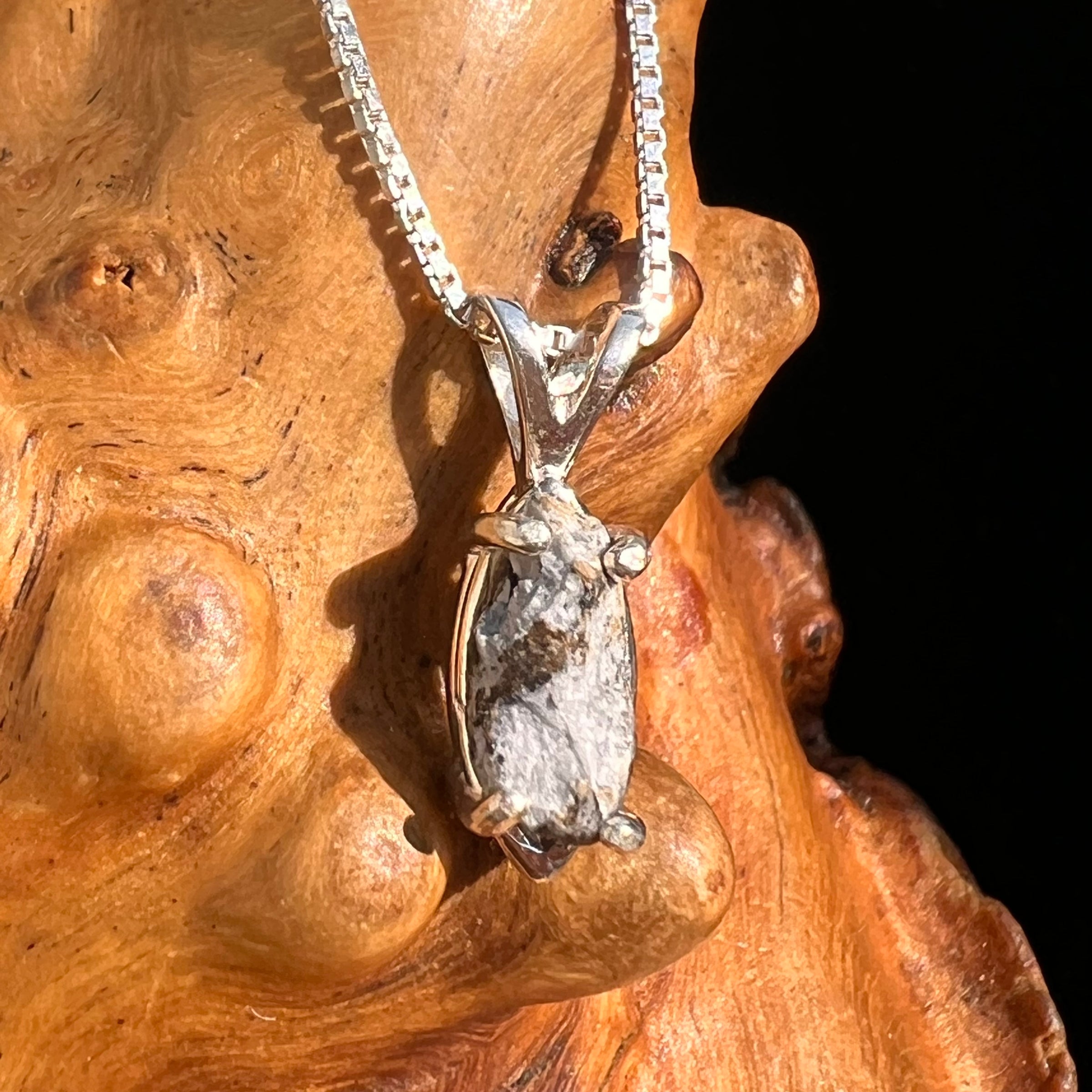 Tiglit Meteorite "Messenger of the Gods" Necklace Sterling #6781-Moldavite Life