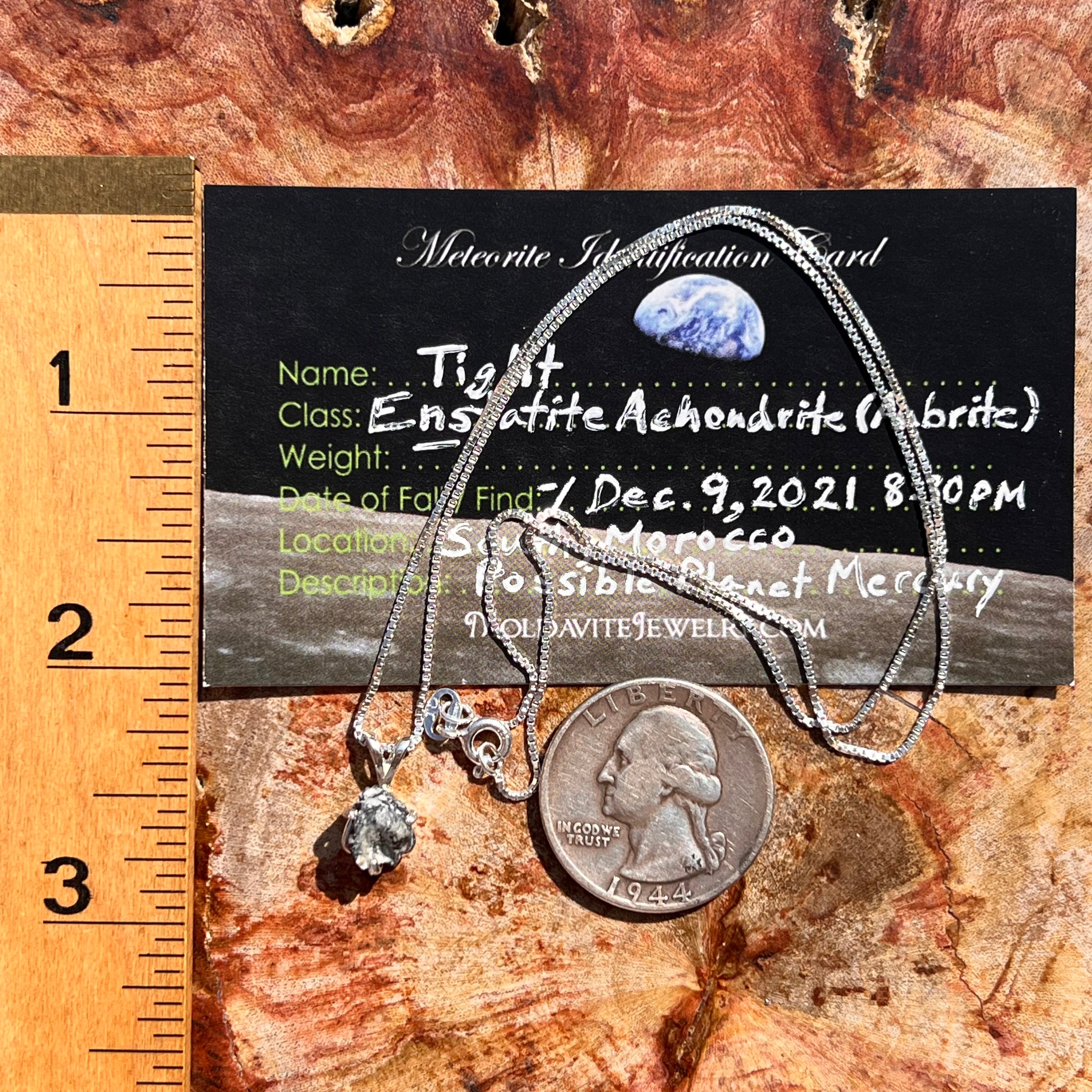 Tiglit Meteorite "Messenger of the Gods" Necklace Sterling #6783-Moldavite Life