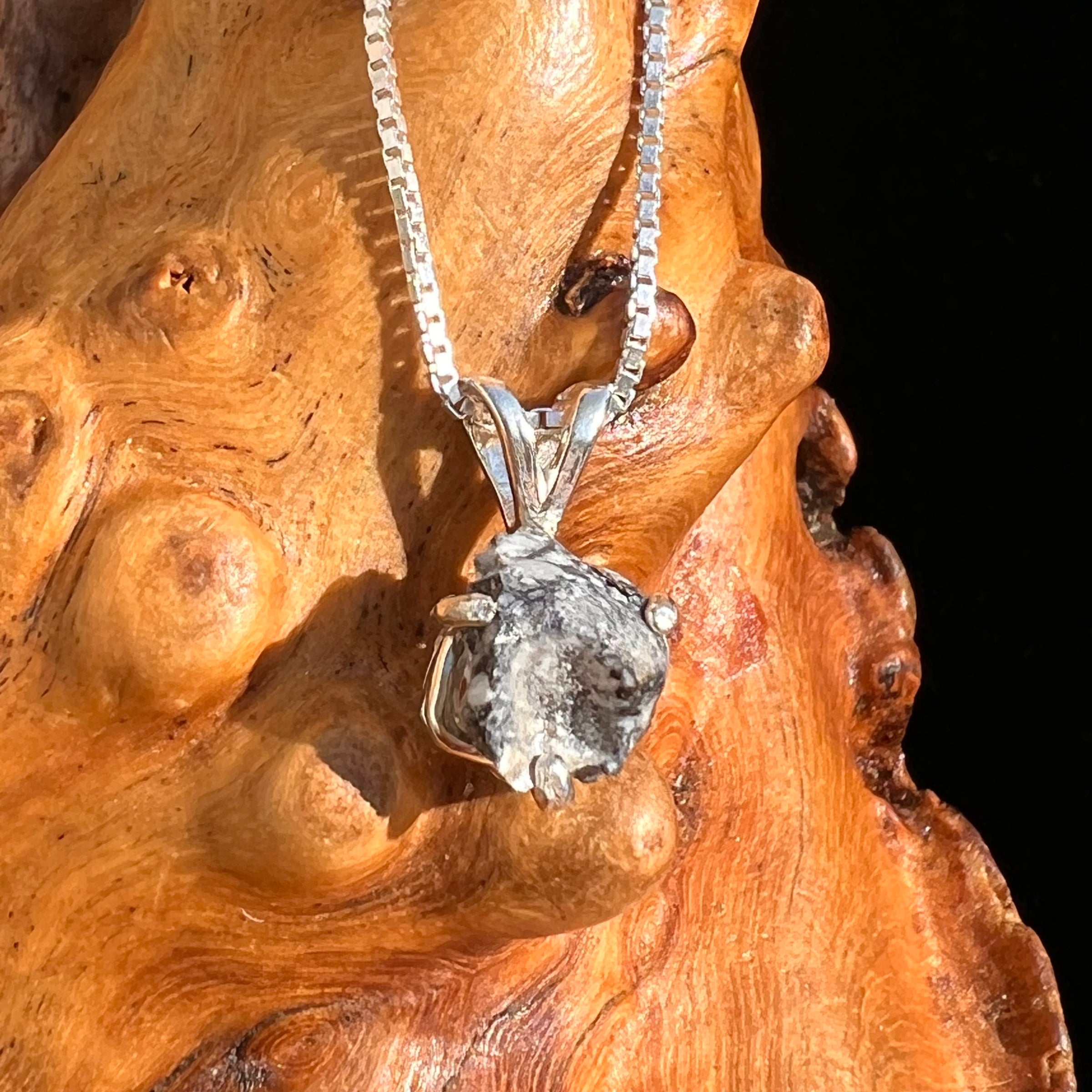 Tiglit Meteorite "Messenger of the Gods" Necklace Sterling #6783-Moldavite Life