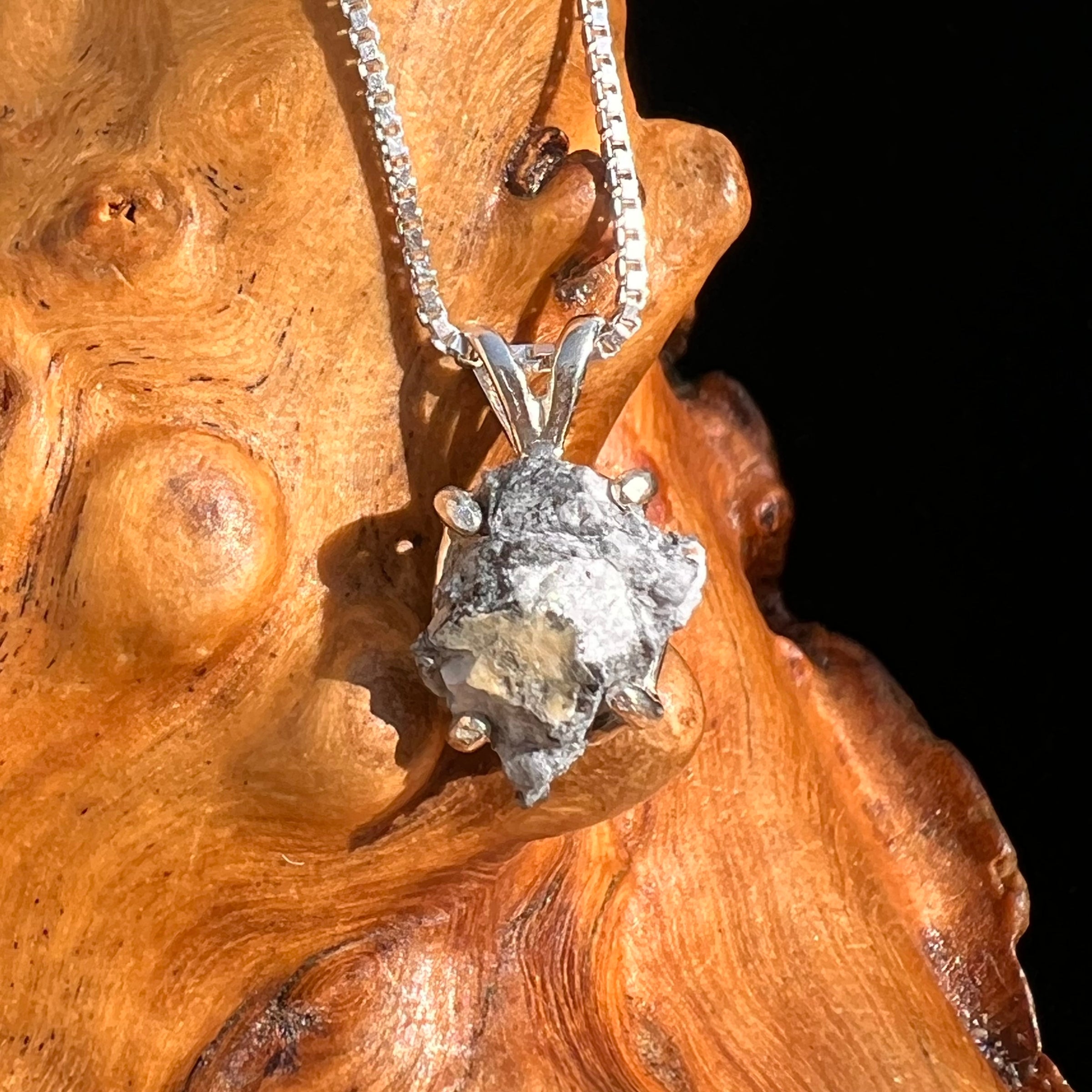 Tiglit Meteorite "Messenger of the Gods" Necklace Sterling #6785-Moldavite Life