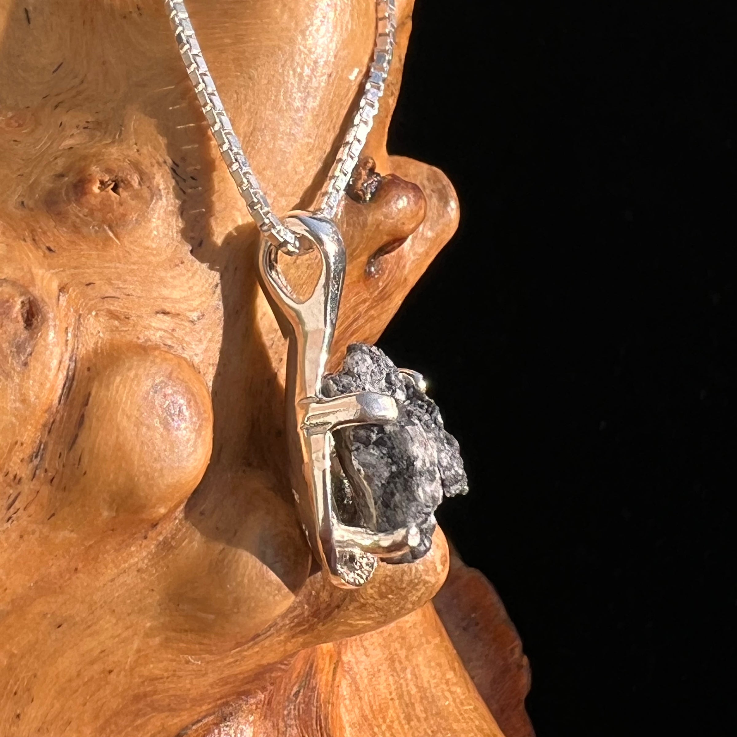 Tiglit Meteorite "Messenger of the Gods" Necklace Sterling #6786-Moldavite Life