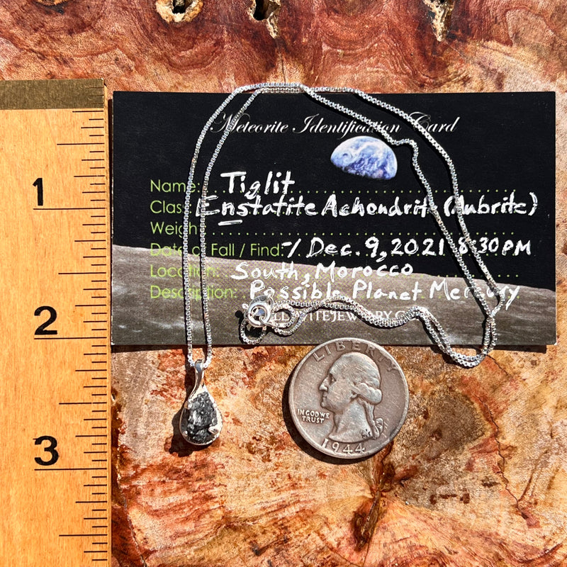 Tiglit Meteorite "Messenger of the Gods" Necklace Sterling #6786-Moldavite Life