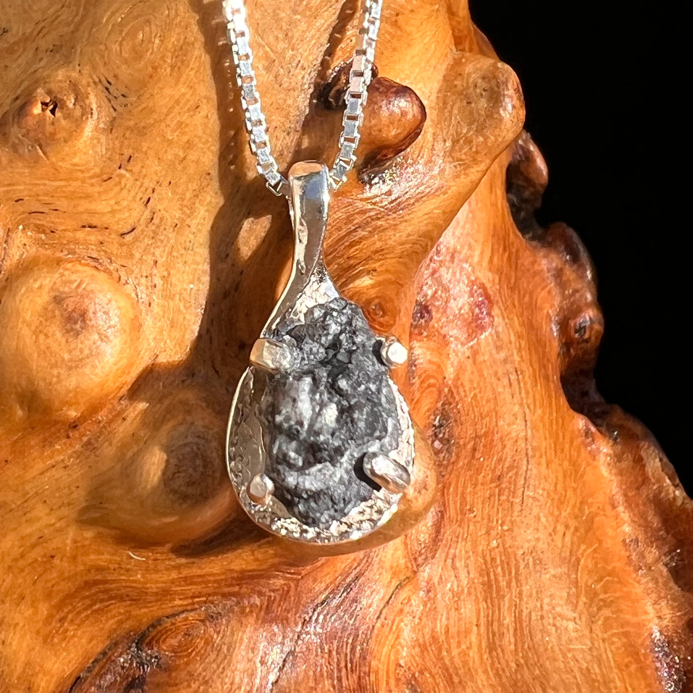 Tiglit Meteorite "Messenger of the Gods" Necklace Sterling #6786-Moldavite Life