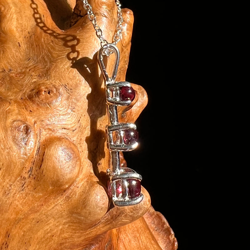 Triple Red Spessartine Garnet Necklace Sterling Silver #6625-Moldavite Life