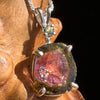 Watermellon Tourmaline & Moldavite Necklace Sterling #5137-Moldavite Life