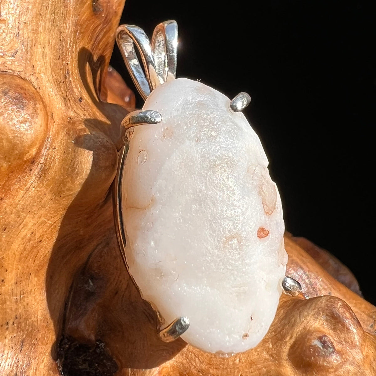 White Sheba Stone Pendant Sterling Silver #2847-Moldavite Life