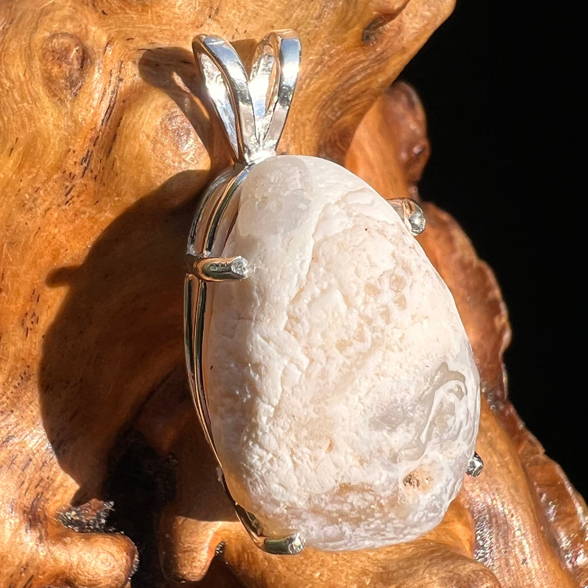 White Sheba Stone Pendant Sterling Silver #2849-Moldavite Life