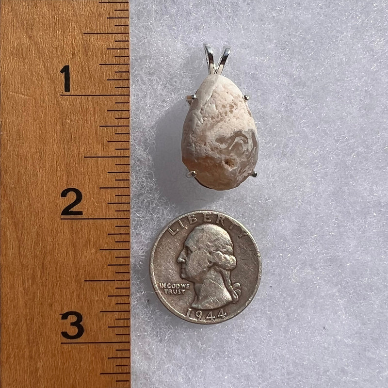 White Sheba Stone Pendant Sterling Silver #2849-Moldavite Life