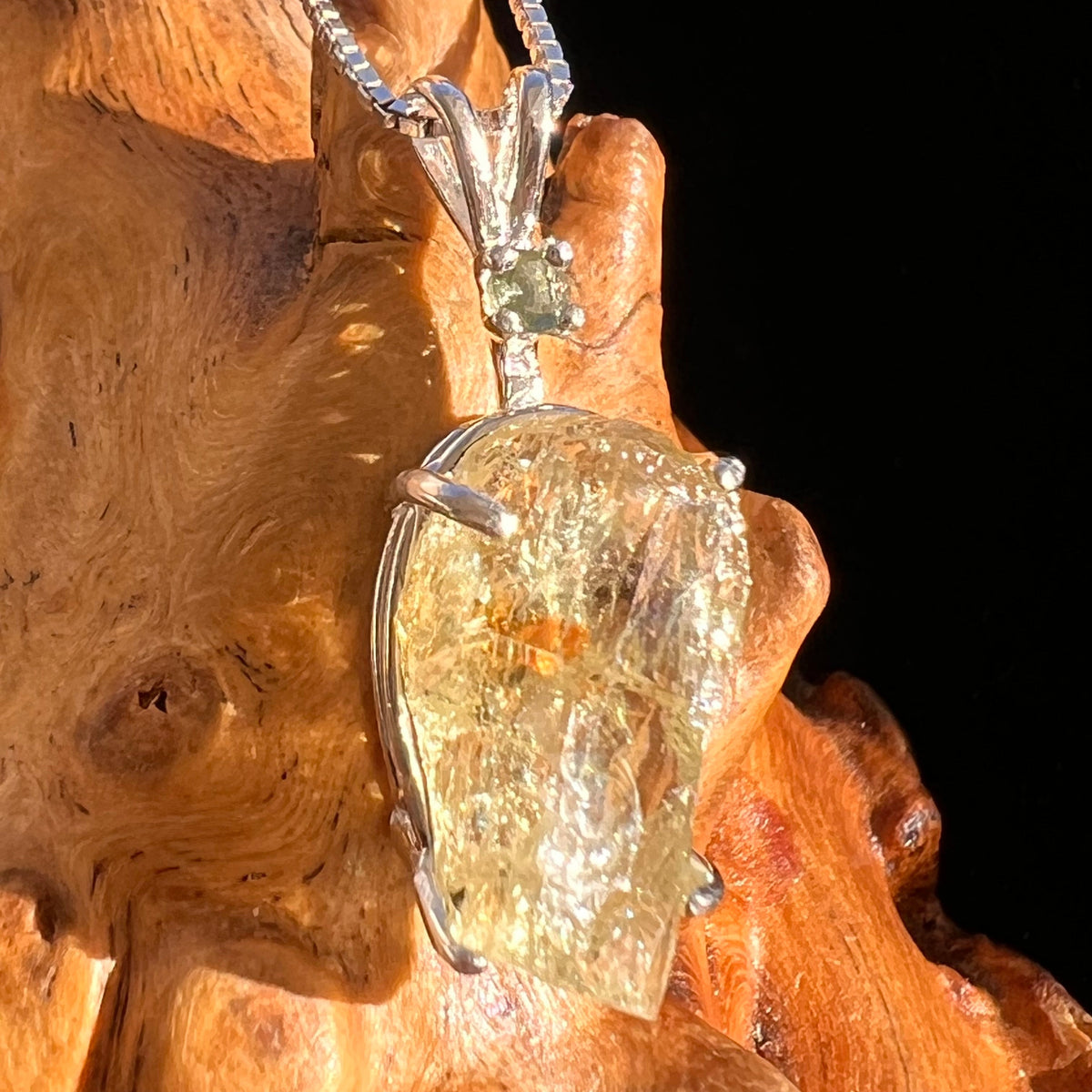Yellow Apatite & Moldavite Necklace Sterling #5999-Moldavite Life