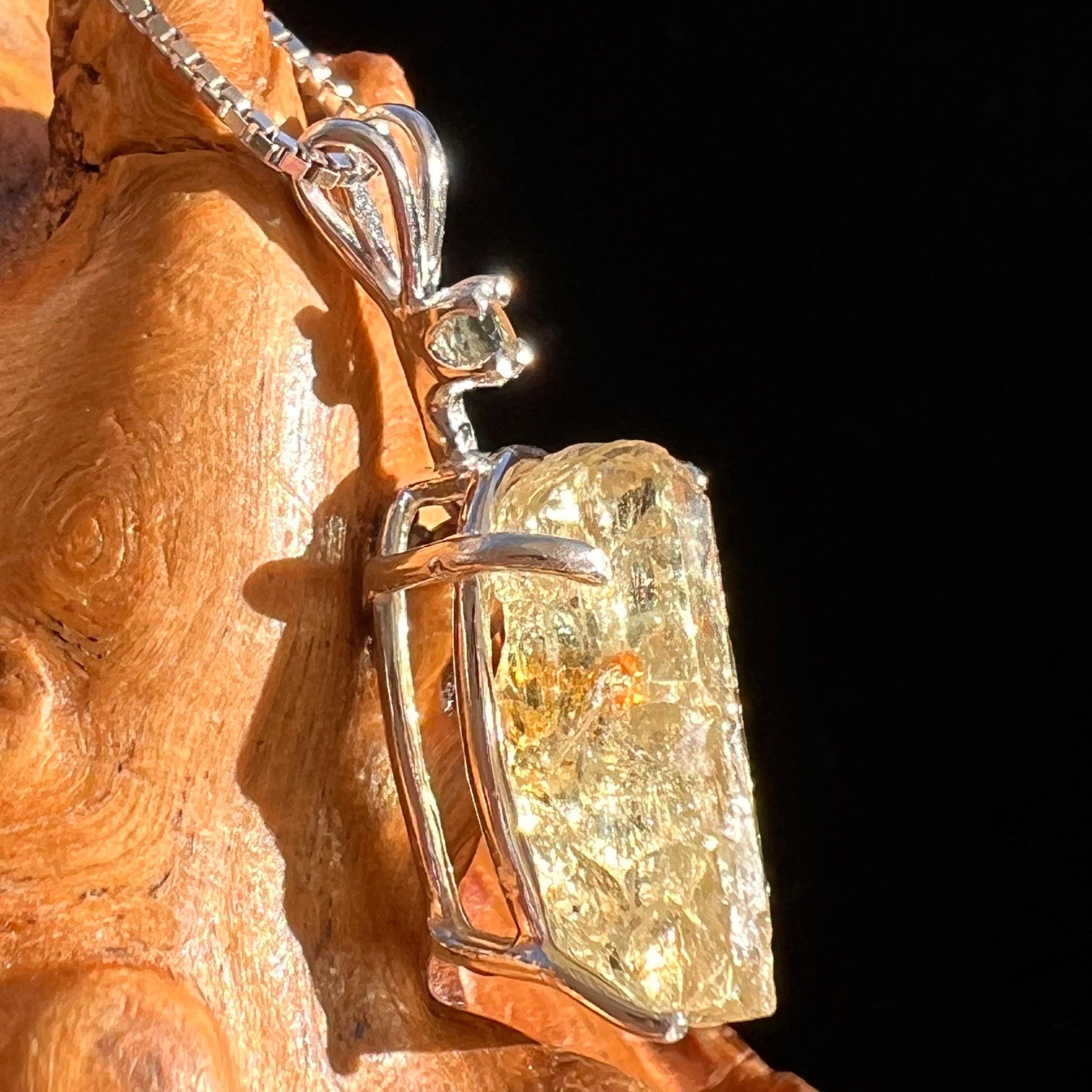 Yellow Apatite & Moldavite Necklace Sterling #5999-Moldavite Life