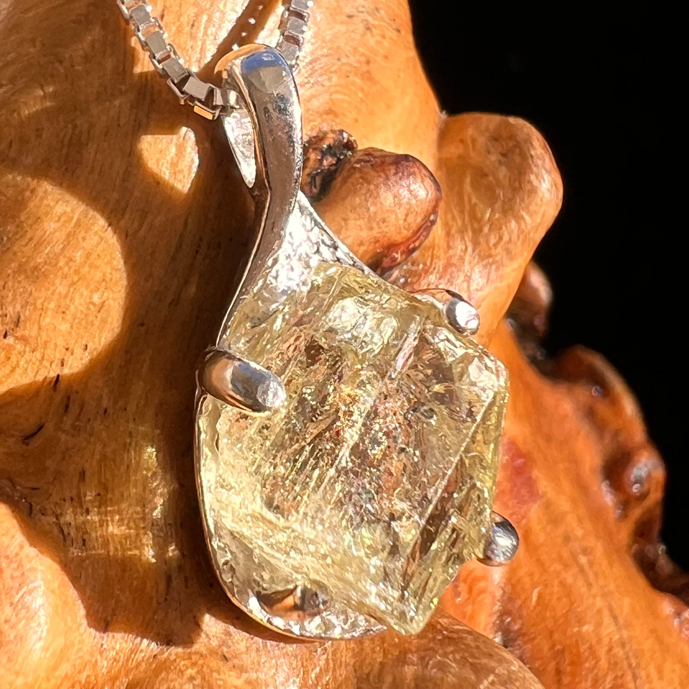 Yellow Apatite Necklace Sterling Silver #5955-Moldavite Life