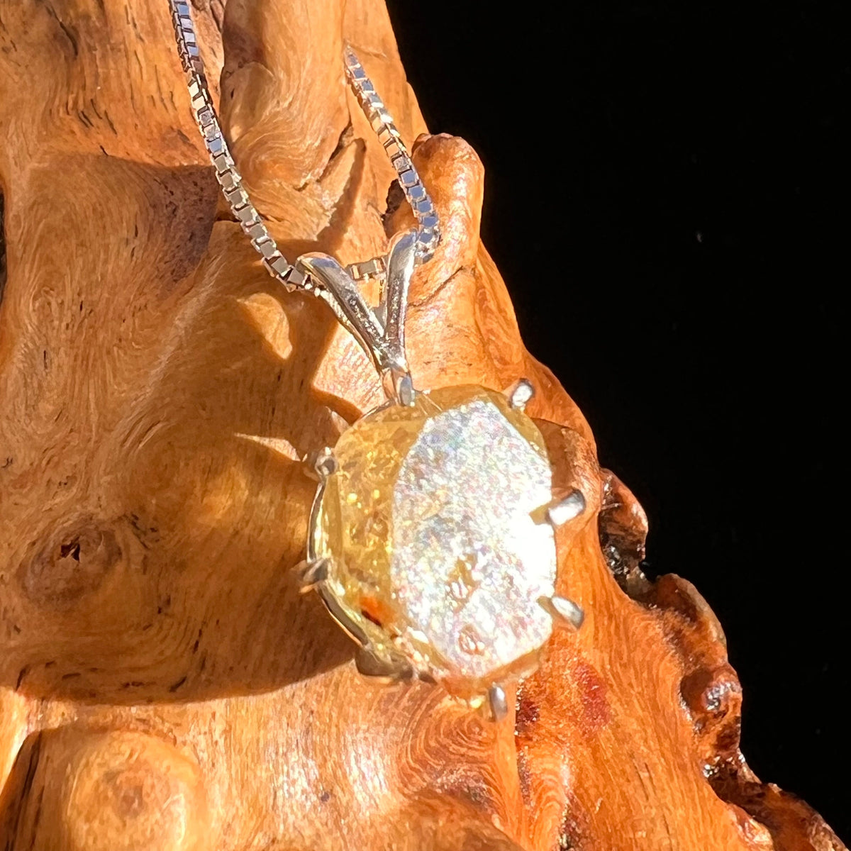 Yellow Apatite Pendant Sterling Silver #5944-Moldavite Life