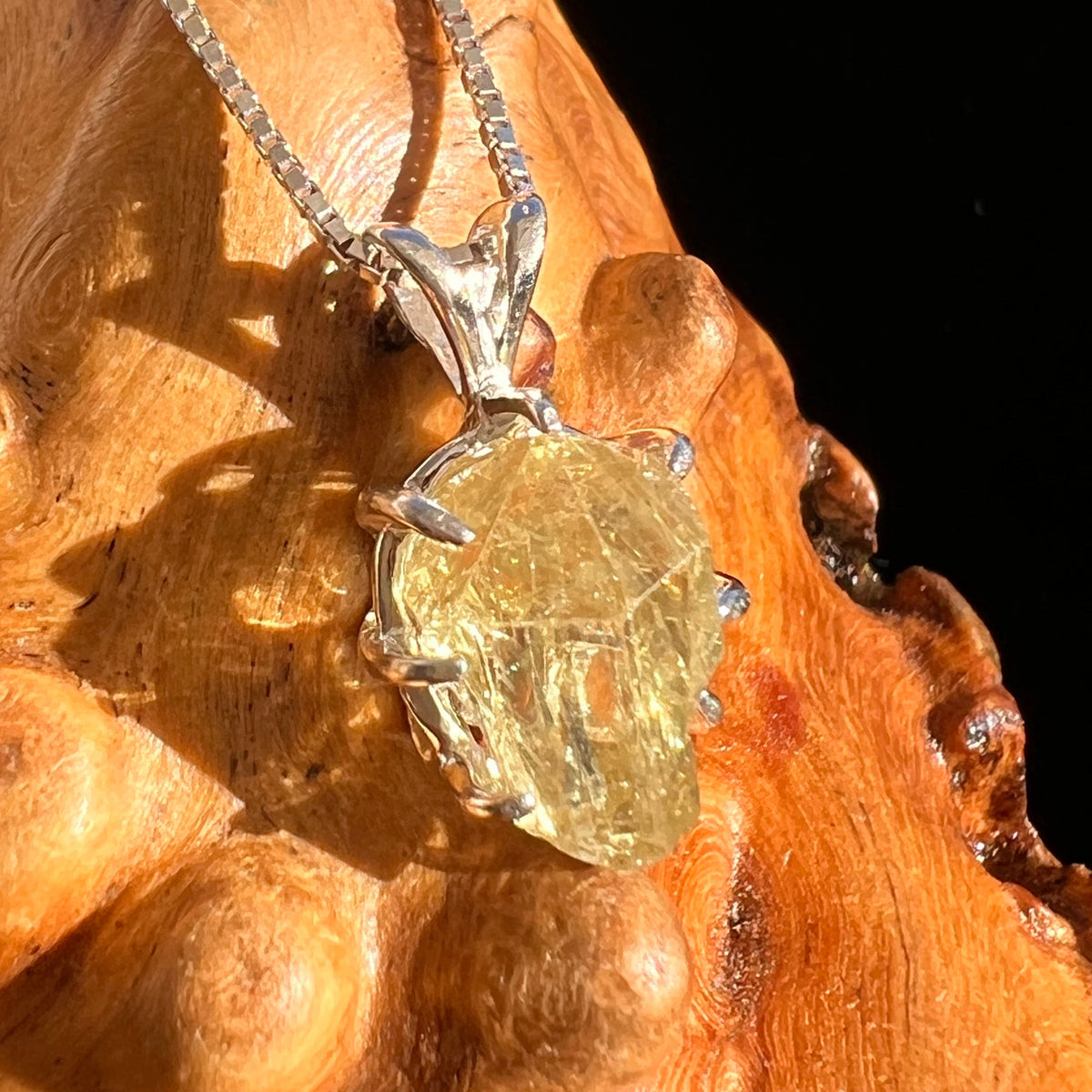 Yellow Apatite Pendant Sterling Silver #5947-Moldavite Life