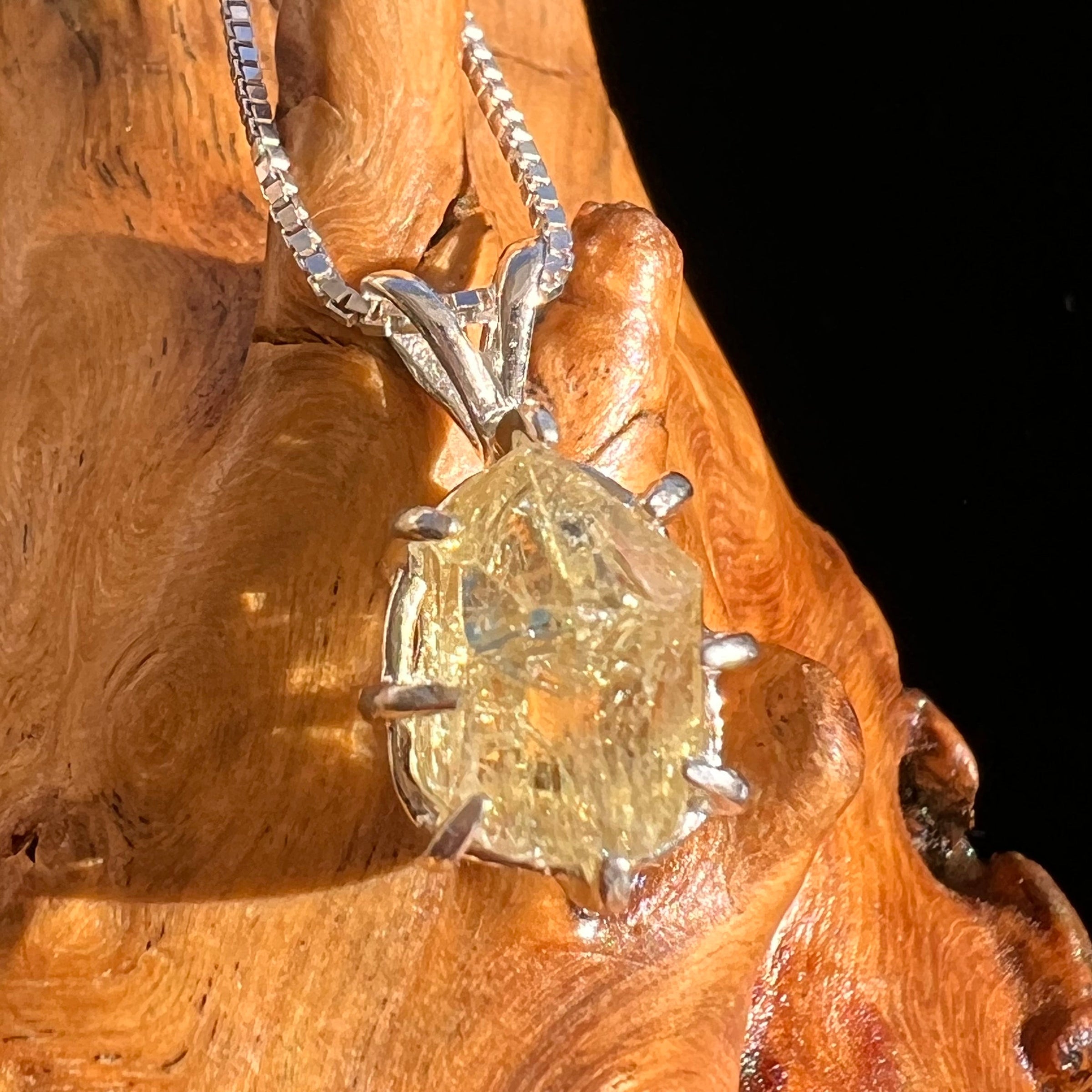 Yellow Apatite Pendant Sterling Silver #5950-Moldavite Life