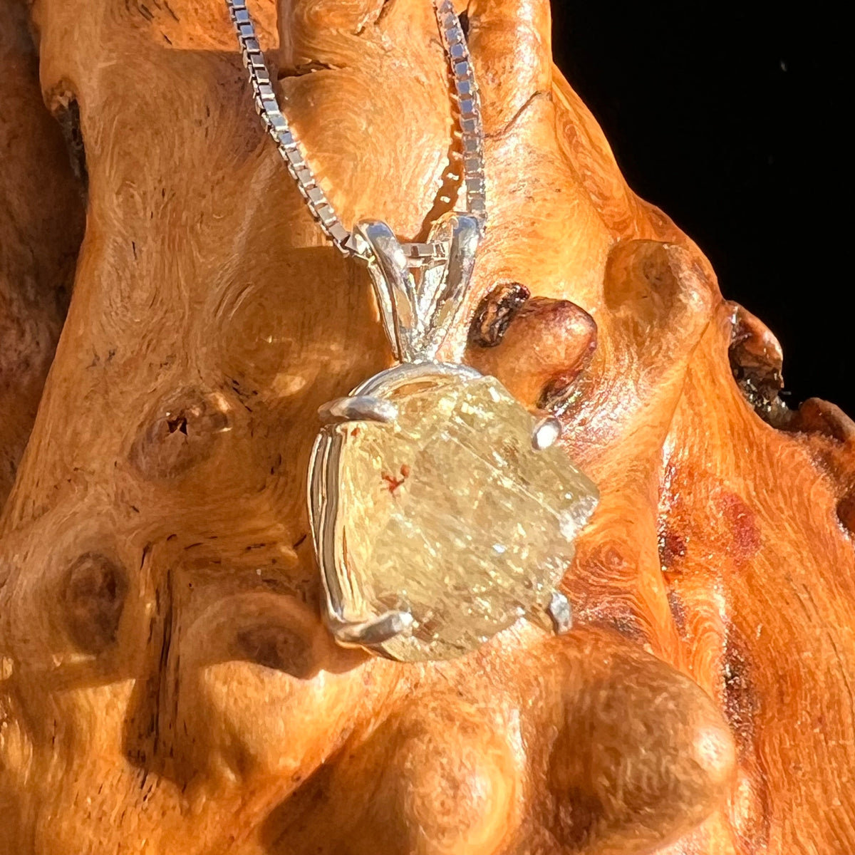 Yellow Apatite Pendant Sterling Silver #5953-Moldavite Life