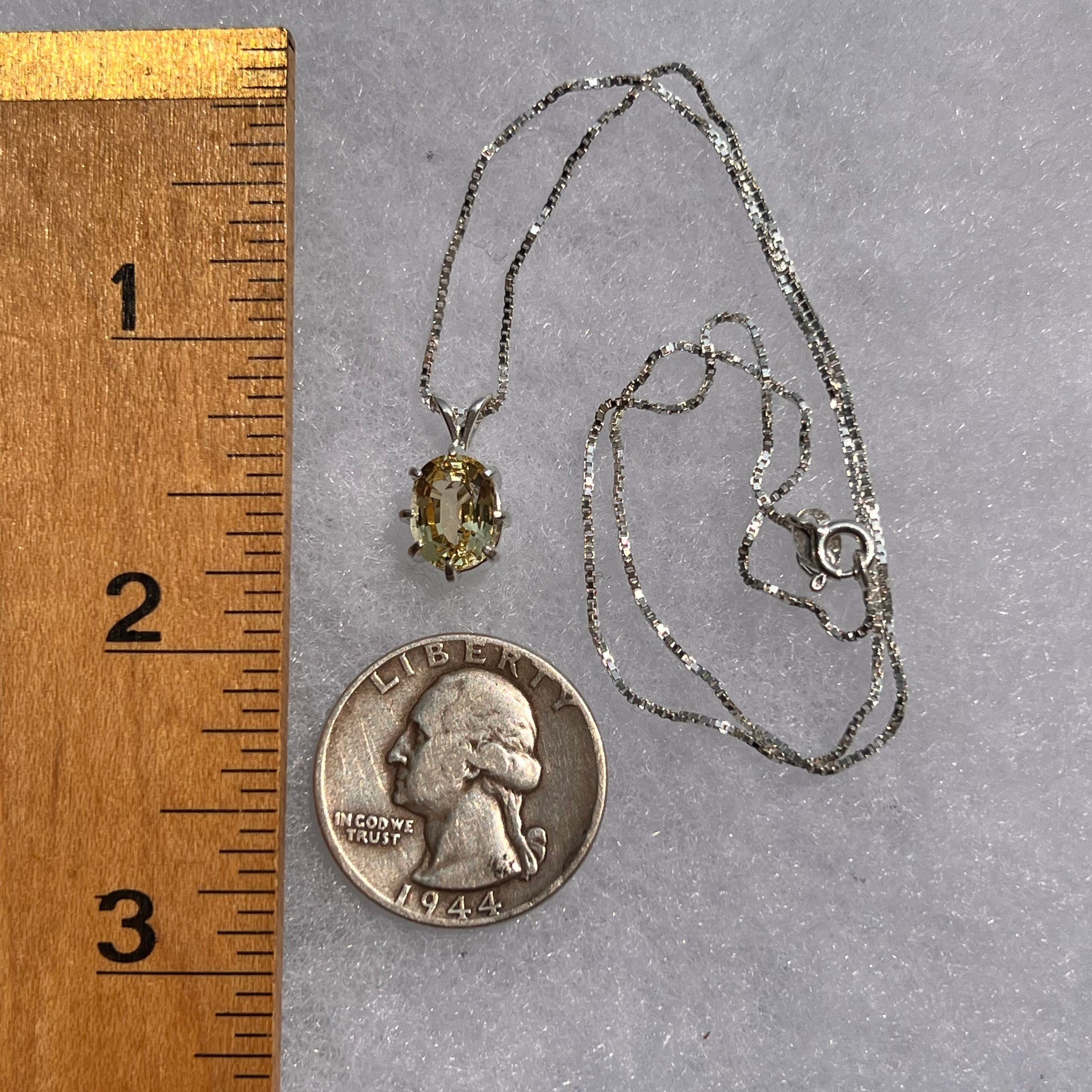 Yellow Danburite Pendant Necklace Sterling Silver #5258-Moldavite Life