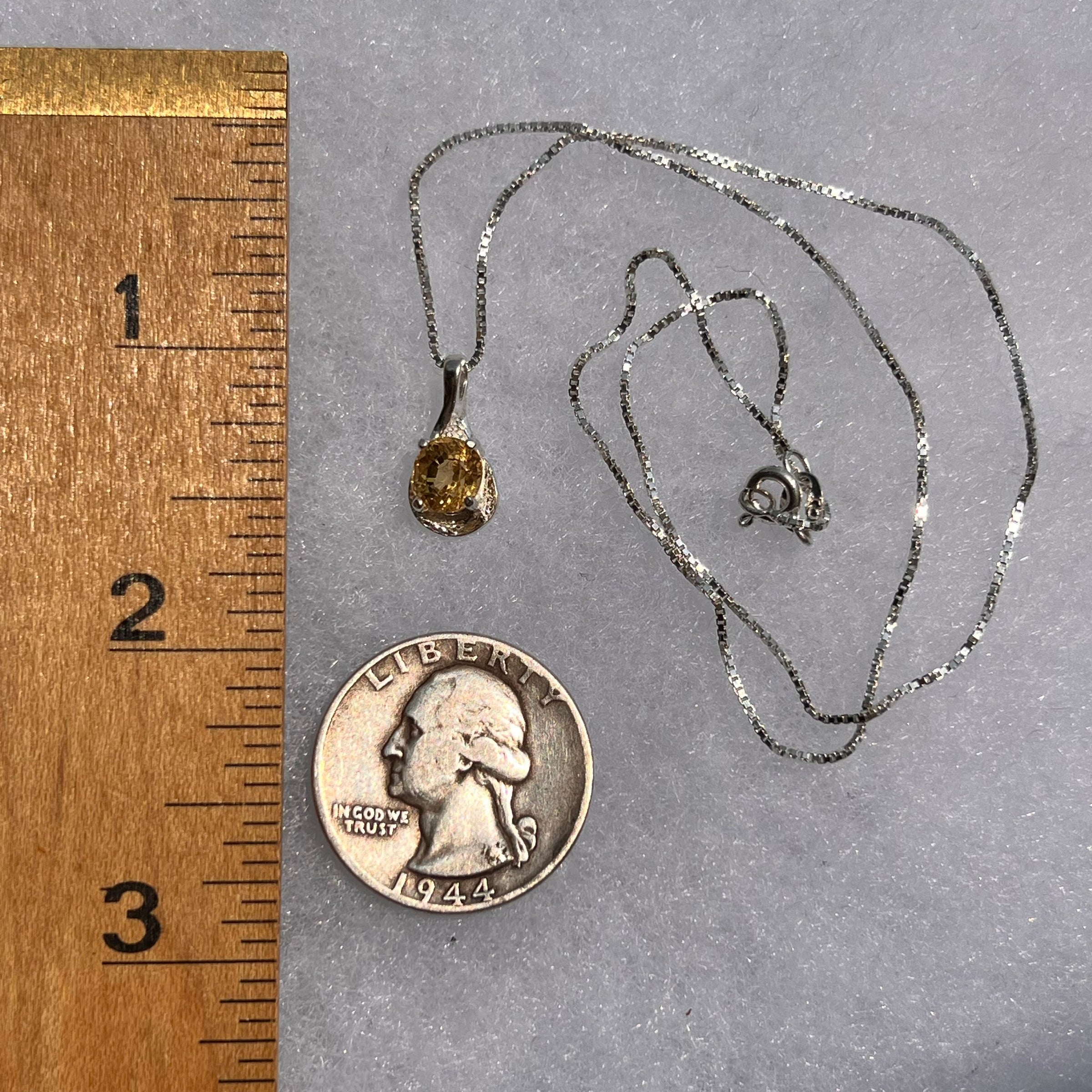 Yellow Danburite Pendant Necklace Sterling Silver #5260-Moldavite Life