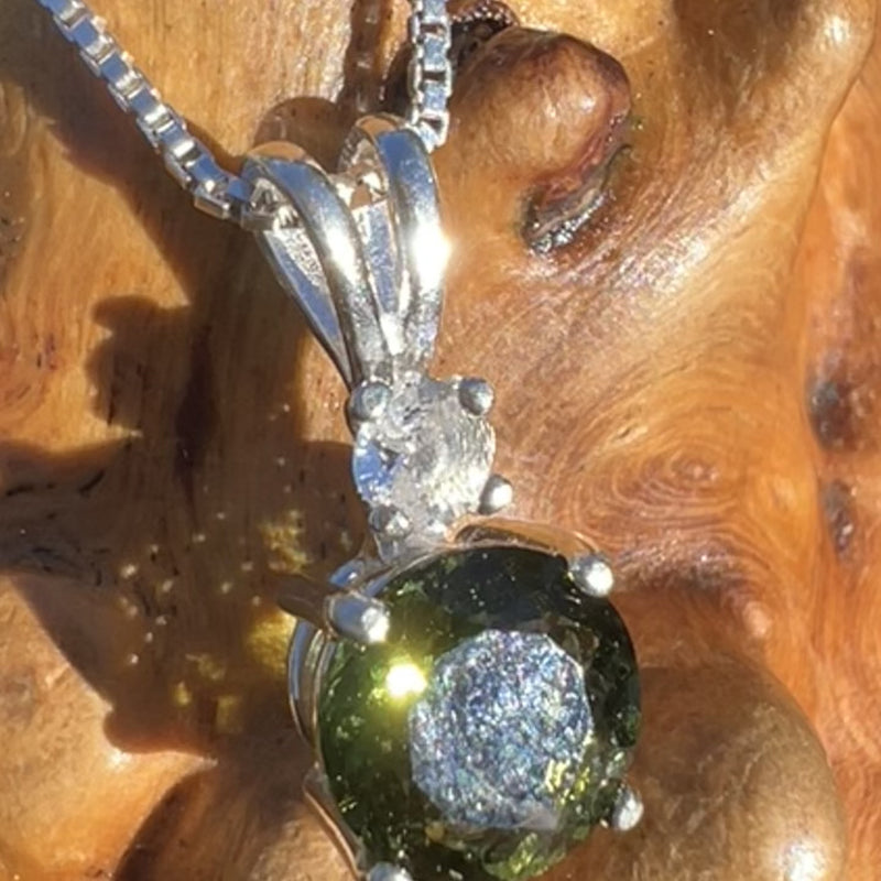 Phenakite & Moldavite Necklace Sterling #7956