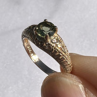 Antique Style Faceted Moldavite Ring 14K Gold-Moldavite Life