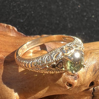 Antique Style Faceted Moldavite Ring 14K Gold-Moldavite Life
