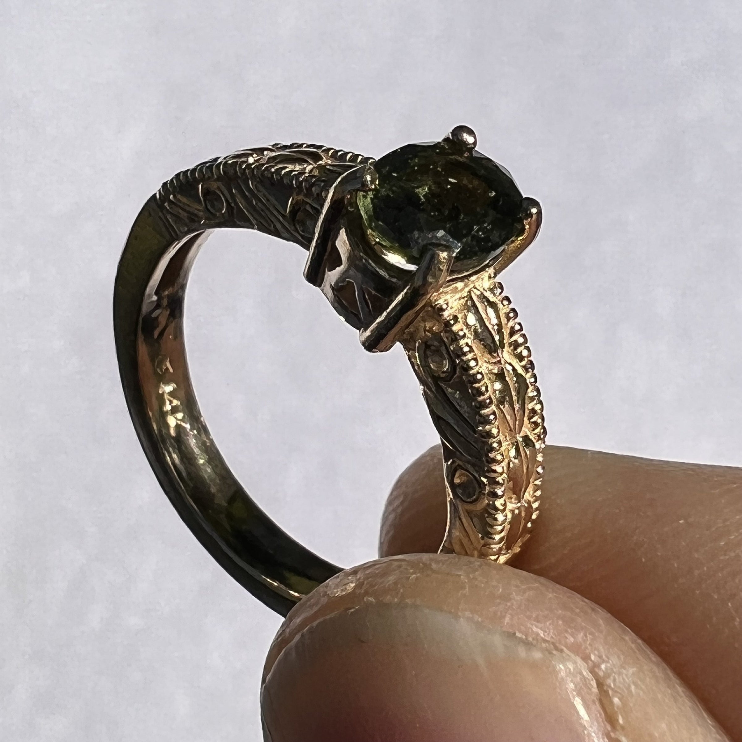 Moldavite Jewelry Moldavite Ring Real Moldavite Ring 14k Gold