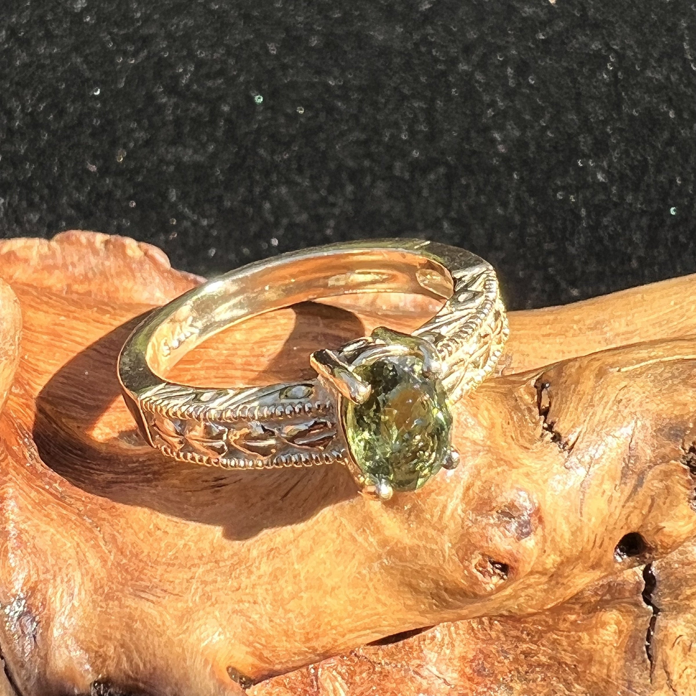 Wedding Rings Moldavite Ring Gold Gemstone Jewelry Moldavite Rings