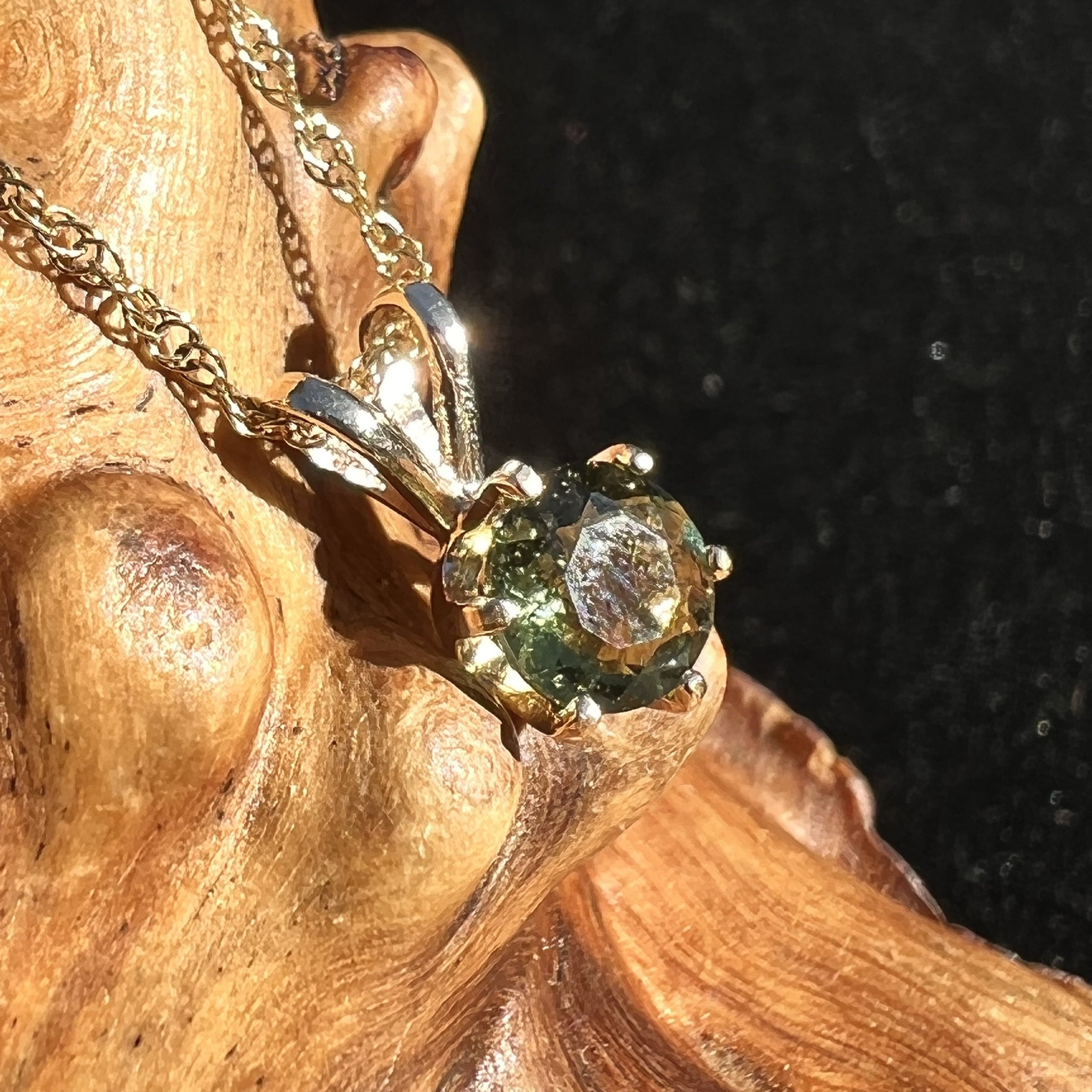 14K Gold Moldavite Pendant Faceted Gem-Moldavite Life