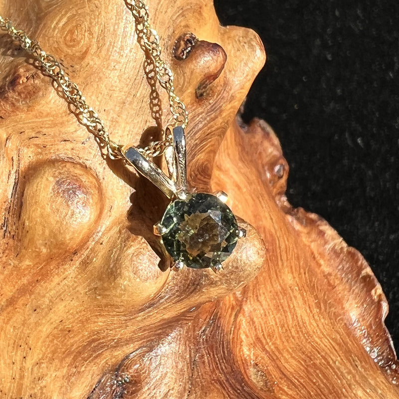 14K Gold Moldavite Pendant Faceted Gem-Moldavite Life