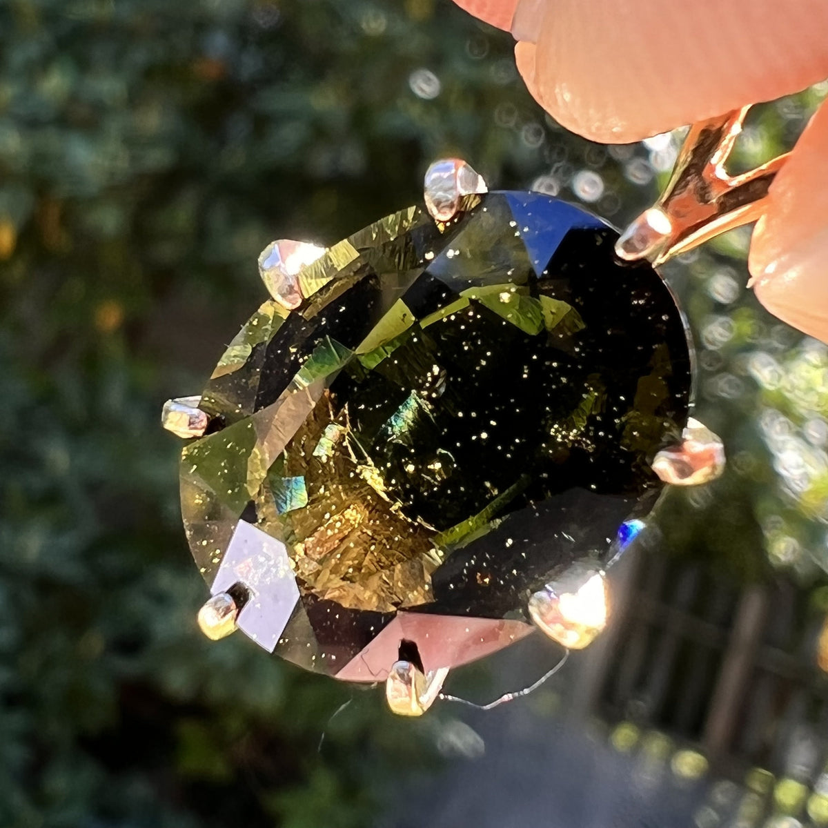 14K Gold Moldavite Pendant Faceted Large Gem-Moldavite Life