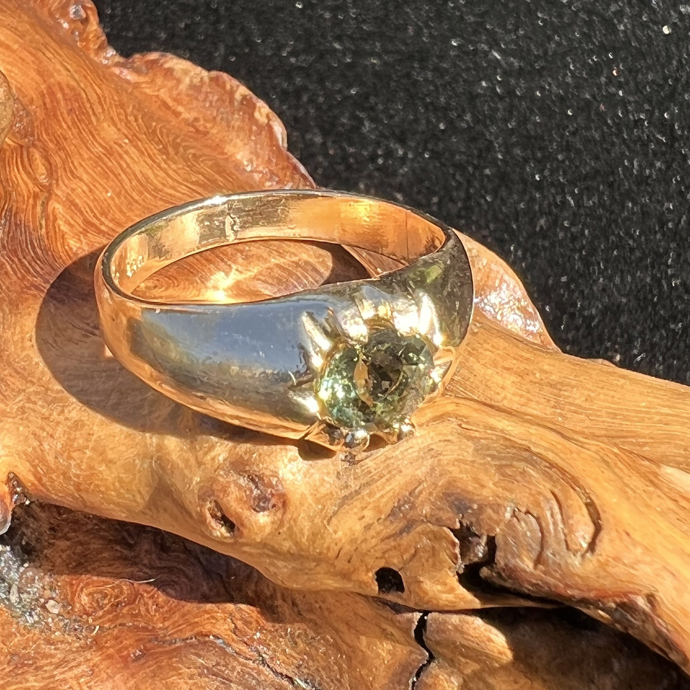 Moldavite Ring Faceted 14k Gold - Main Image
