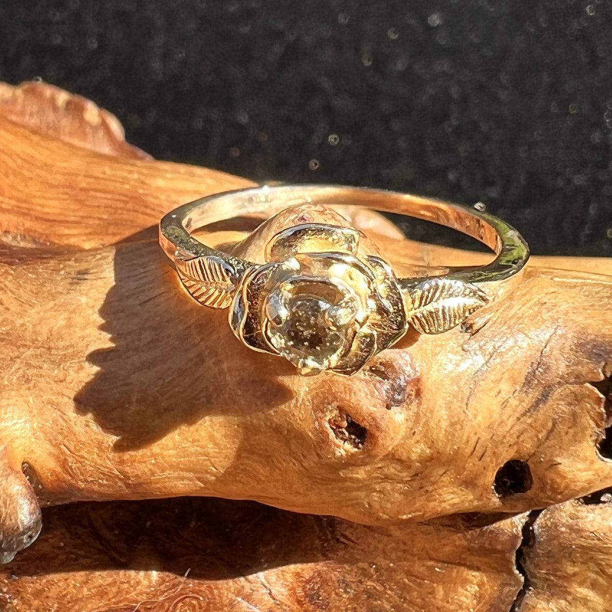Moldavite Rose Ring 14K Gold-Moldavite Life