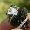 Moldavite Phenacite Herkimer Diamond Silver Wire Wrapped Pendant Raw Natural