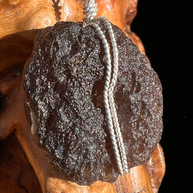 Agni Mani Wire Wrapped Pendant Sterling #3775-Moldavite Life
